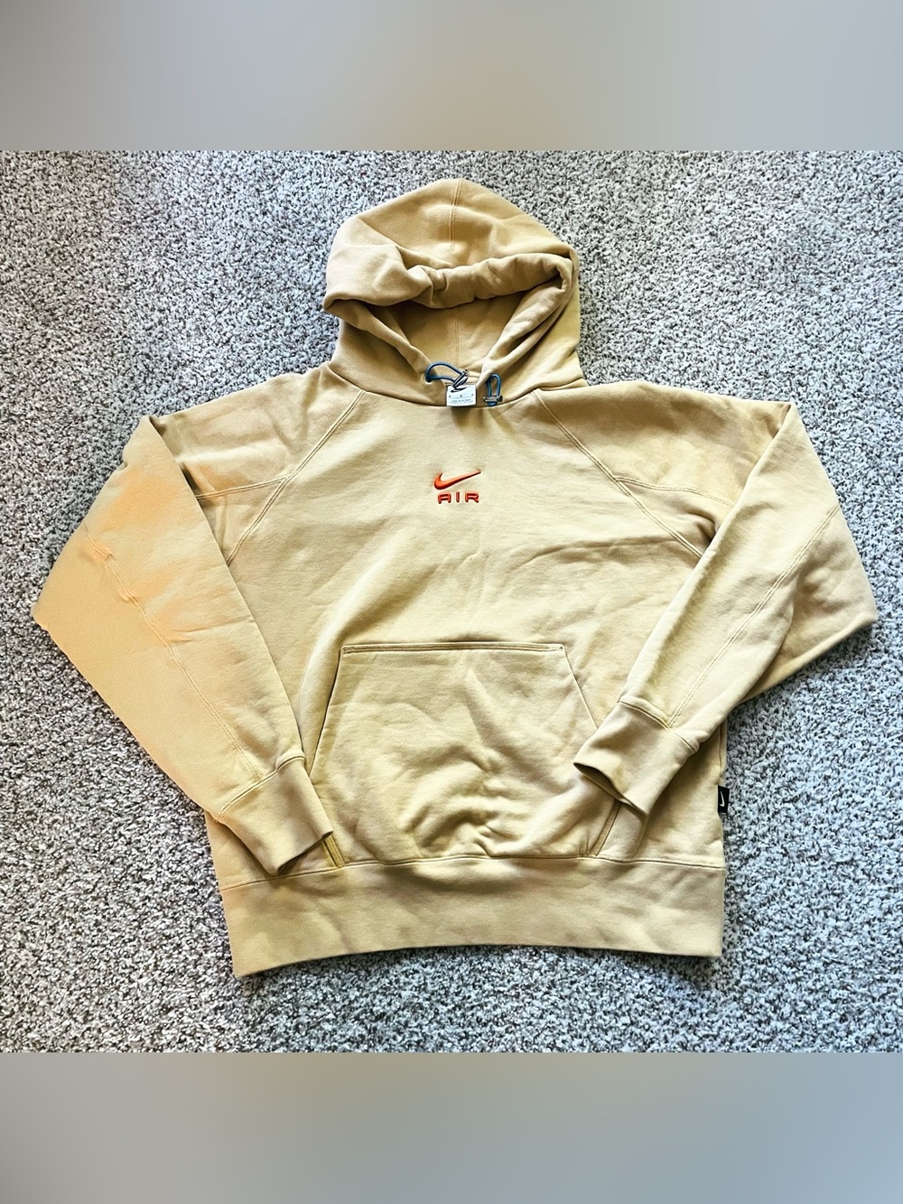 Nike Air Men's Hoodie in Light Tan with Orange Logo